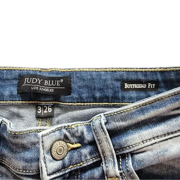 Judy Blue Boyfriend Denim Jeans Mid Rise Waist Stretchy Cotton Blend Size 3 / 26 - Picture 4 of 8